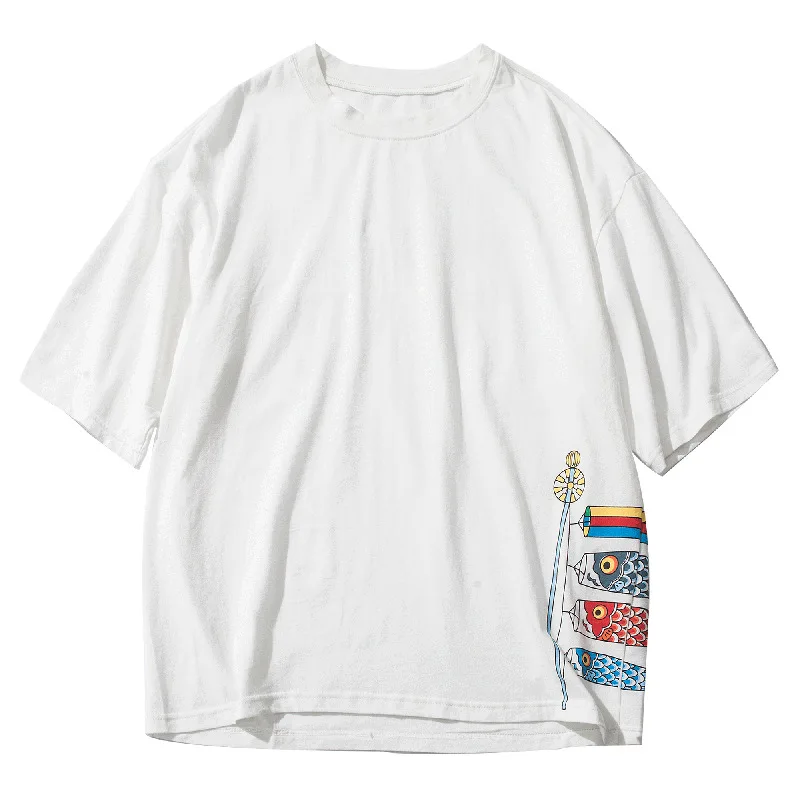 

3576P Je short-sleeved t-shirts tide restoring ancient ways summer wear loose cartoon