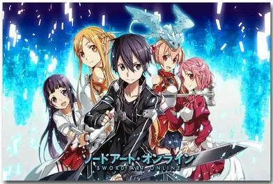 Sword Art Online 2 Kirito Asuna Art Wall Decor Silk Print Poster