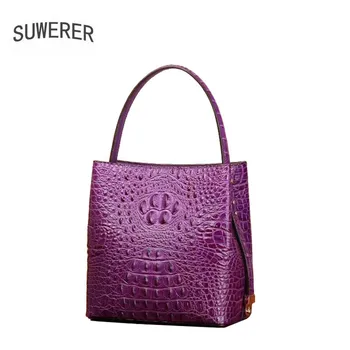 

SUWERER 2020 New Women Genuine Leather bags fashion luxury Crocodile pattern bags for women schoudertas dames leather handbags