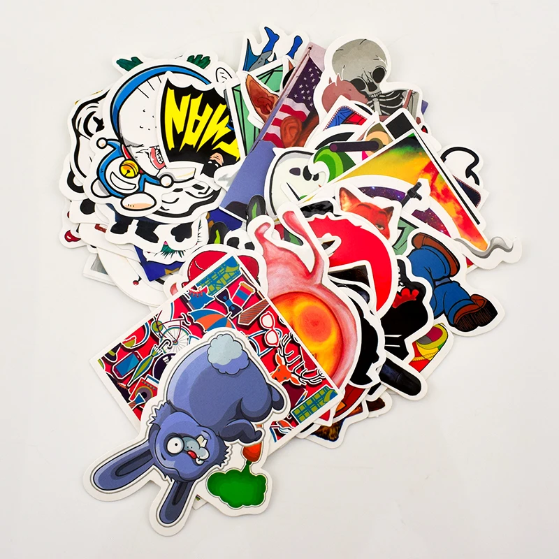 50Pcs/bag Mixed Cartoon Laptop Sticker Vinyl Graffiti Stickers For Car Suitcase Skateboard Phone Stickers Waterproof Decoration