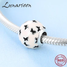 Новинка, 925 пробы, серебристо-розовый, Круглый, модный, с вырезом, Бабочка, сделай сам, эмалированные бусины, подходят к оригиналу Pandora, очаровательный браслет, изготовление ювелирных изделий