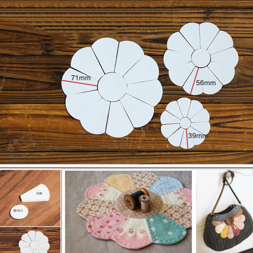 120 Pieces Flower Shape Paper Quilting Templates Paper Piecing Patchwork Template for Sewing Craft 71/56/39mm