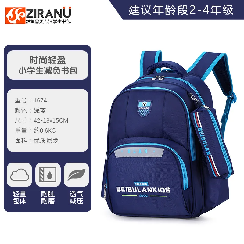 Водонепроницаемые детские школьные сумки, ортопедический рюкзак, школьный рюкзак, нейлоновые школьные сумки для девочек и мальчиков, детские рюкзаки, Mochila Escolar - Цвет: blue