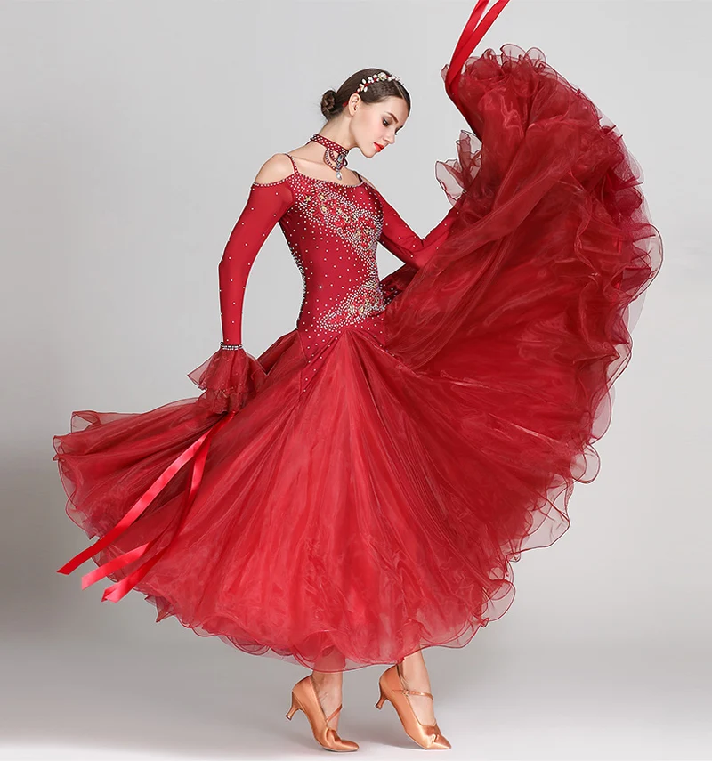 Стандартные платья для бальных танцев для женщин дизайн Вальс танцевальная юбка для взрослых 7 цветов вальс бальное платье для соревнований
