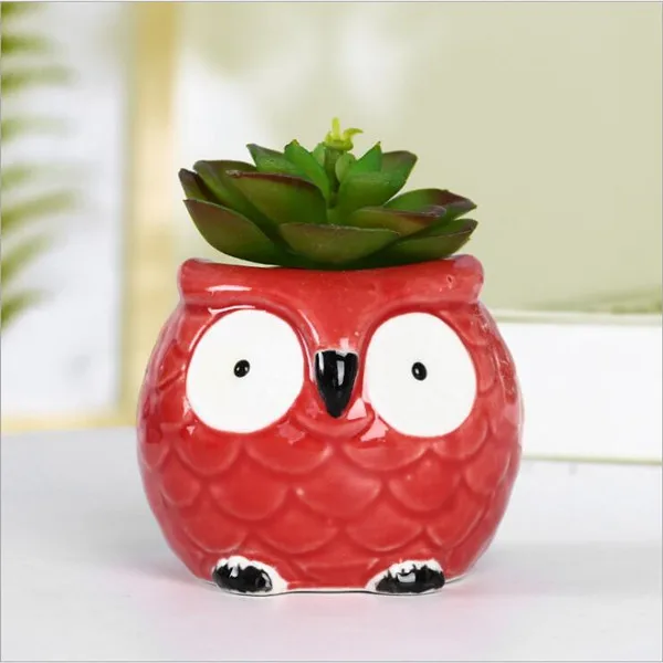 

New Ceramic Planter Desk Flower Pot Creative Ceramic Owl Shape Flower Pots Cute Design Planter Pot Decoration
