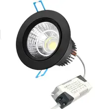 Белый черный Светодиодный точечный светильник COB Потолочный светильник AC85-265V 3 Вт 5 Вт 7 Вт 9 Вт 12 Вт 15 Вт алюминиевый встраиваемый светильник s круглый светодиодный панельный светильник