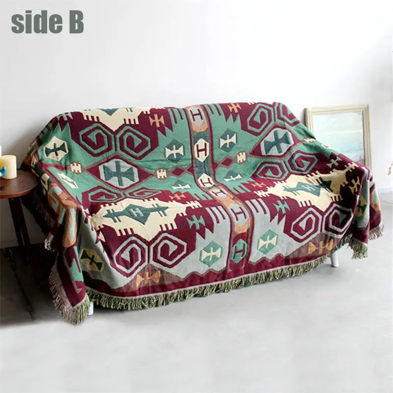 Двусторонний вязаный диван полотенце с кисточками чехол для дивана этнический Ветер одеяло Декор