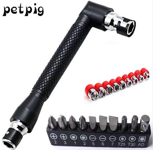 

Petpig Dual Head L-shaped Mini Socket Wrench 1/4" 6.35mm Screwdriver Bits Key Utility Tool And Screwdriver Bit Drill Set