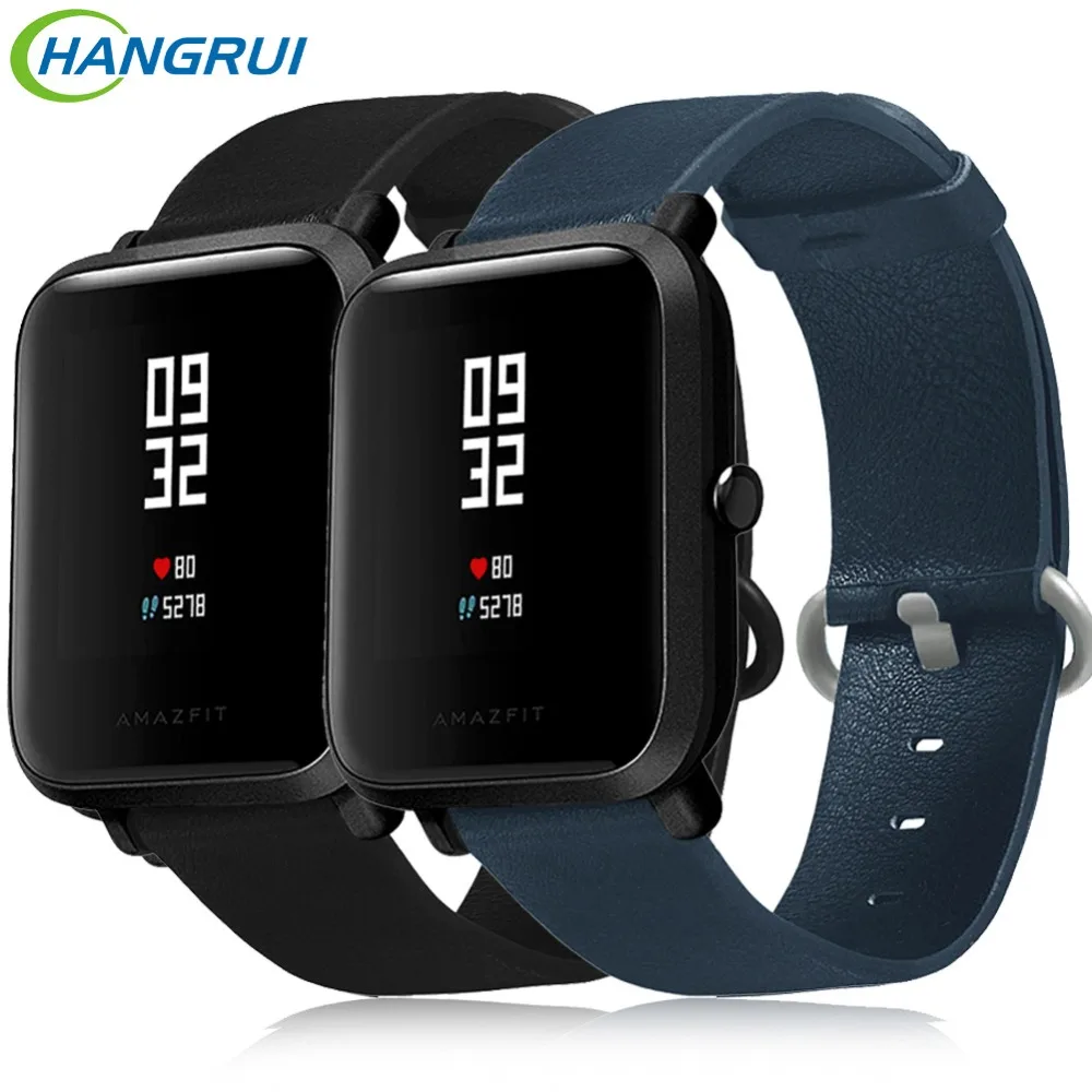 Hangrui кожаный ремешок для часов Xiaomi Huami Amazfit Pace Lite Youth Bip Смарт-часы PU 20 мм ремешок для часов Amazfit