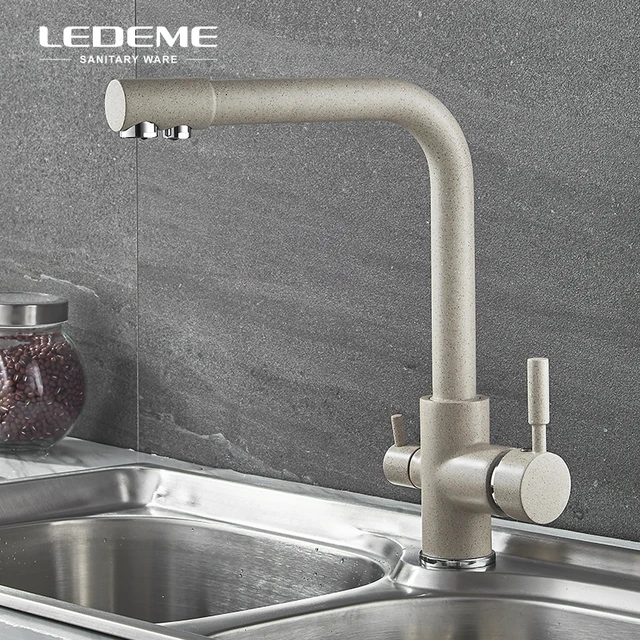 Best Quality LEDEME Filter Purification Kitchen Basin Faucet With Drinking Water Sprayer Dual-Handle Bar Water Tap Mixer Brass L4055