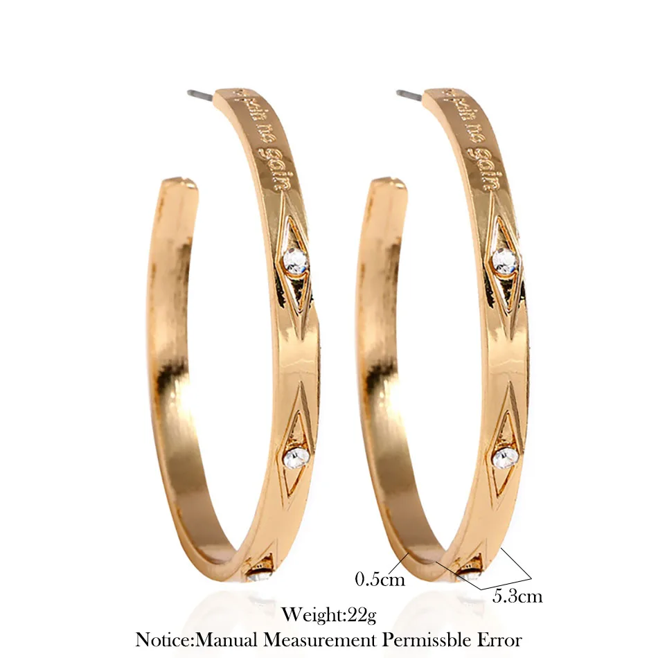 1 Matte Gold Open Hoop Earrings For Women Hyperbole Geometric Circle Hoops Minimalist Metal Letter Big Dangle Earrings