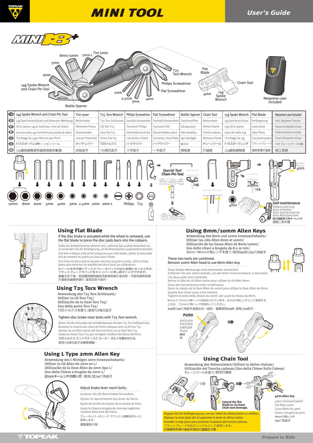 TOPEAK мини 18+ мини инструмент 20 Функция ключ-звездочка T25 цепи контактный выключатель Self-инструмент для стяжки Многофункциональные Инструменты Kit TT2518