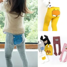 Детские леггинсы с героями мультфильмов милые Трикотажные Хлопковые Штаны с рисунками животных теплые брюки для маленьких мальчиков и девочек эластичные колготки для новорожденных