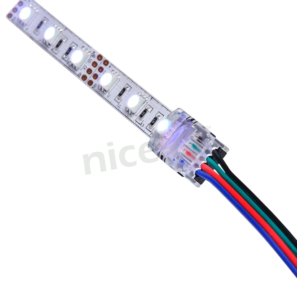 5 шт. RGB светодиодные ленты Разъем 4 Pin 5050 10 мм Красочный светодиодный RGB ленточный светильник неводонепроницаемый IP20 полосы для RGB провода использования