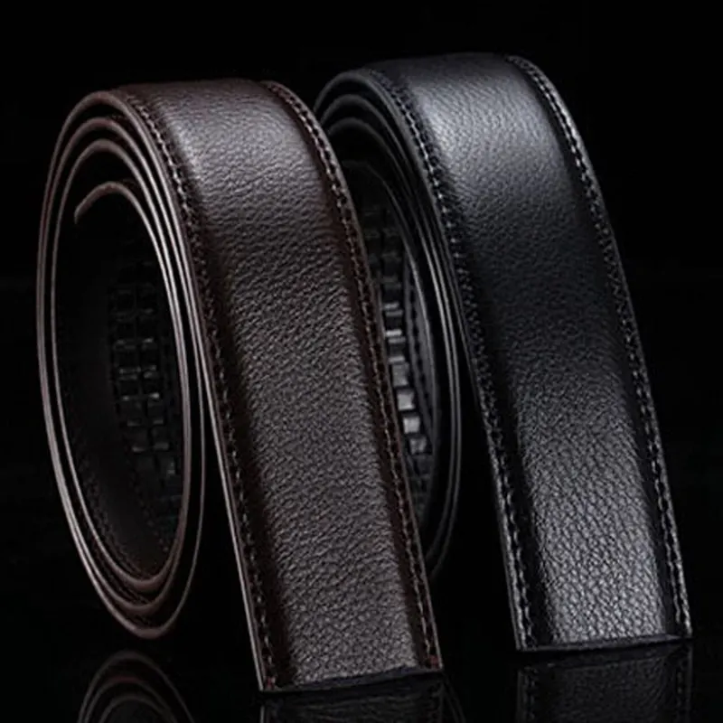 

New Brand No Buckle 3.5cm Wide Genuine Leather Automatic Belt Body Strap Without Buckle Belts Men Good Quality Male Belts
