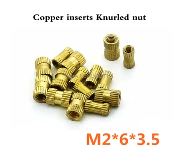 

100pcs/lot M2*6*3.5 Injection copper nut Copper inserts Knurled nut Copper flower mother