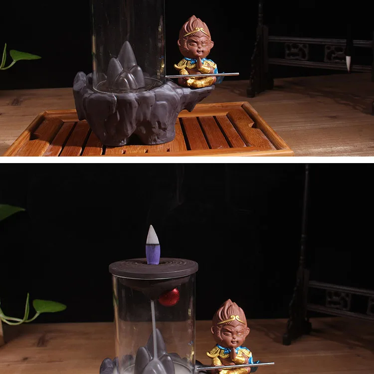 WOURMTH керамическая курильница для благовоний горелка креативный домашний Декор Большой водопад ладан держатель курильница+ 10 шт. пирамидки благовоний
