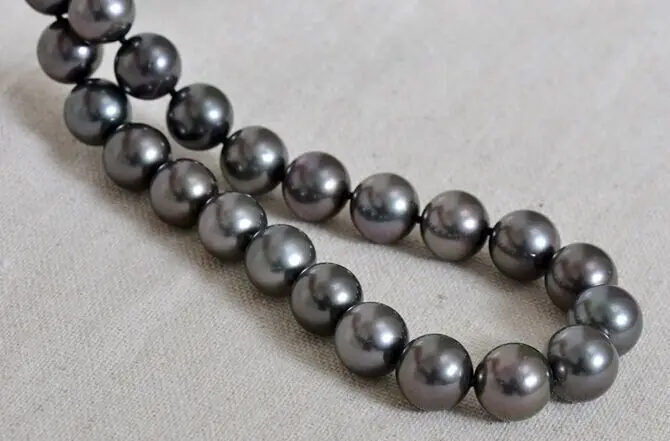 

FREE SHIPPING>>> HUGE 24"9-10MM NATURAL TAHITIAN GENUINE BLACK ROUND PEARL NECKLACE 7788