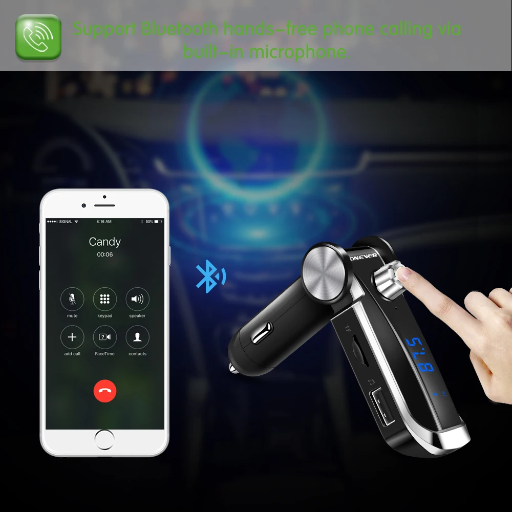 Onever FM передатчик Bluetooth Handsfree автомобильный комплект беспроводной MP3 радио модулятор USB TF Аудио плеер ЖК-дисплей двойной USB зарядное устройство