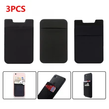 Carteira elástica adesiva de 3 e unidades/pacote, carteira de lycra, suporte para cartão de crédito, para celular, adesivo preto, manga para cartão #30