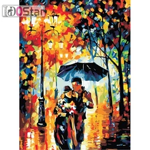 Романтическая ходячая картина по номерам DIY Ручная роспись любовник в дождь картина маслом