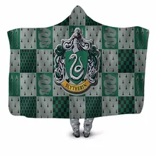 Плюшевое одеяло Slytherin с 3D принтом для дома и офиса, текстильное одеяло с капюшоном для взрослых и детей, моющееся теплое Флисовое одеяло для кровати