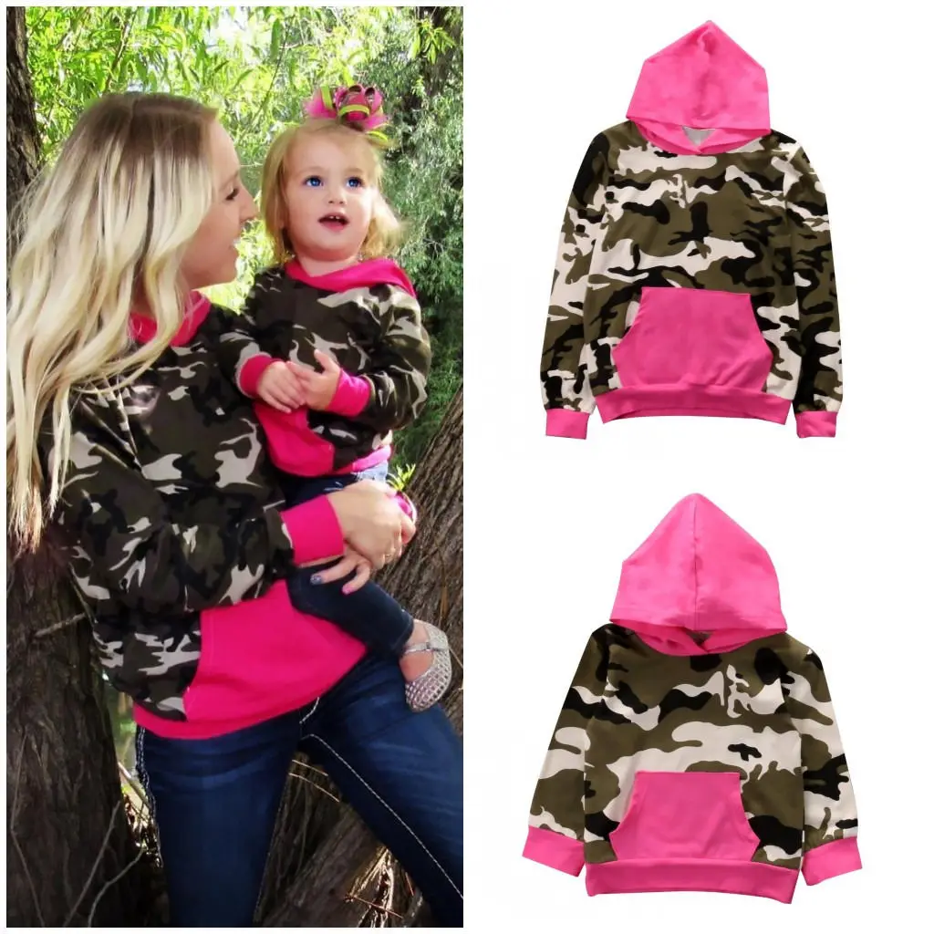 

New Spring Autumn Camo Family Clothing Matching Mother And Daughter Clothes Cotton Letter Printing Fashion Parent-child Hoodies