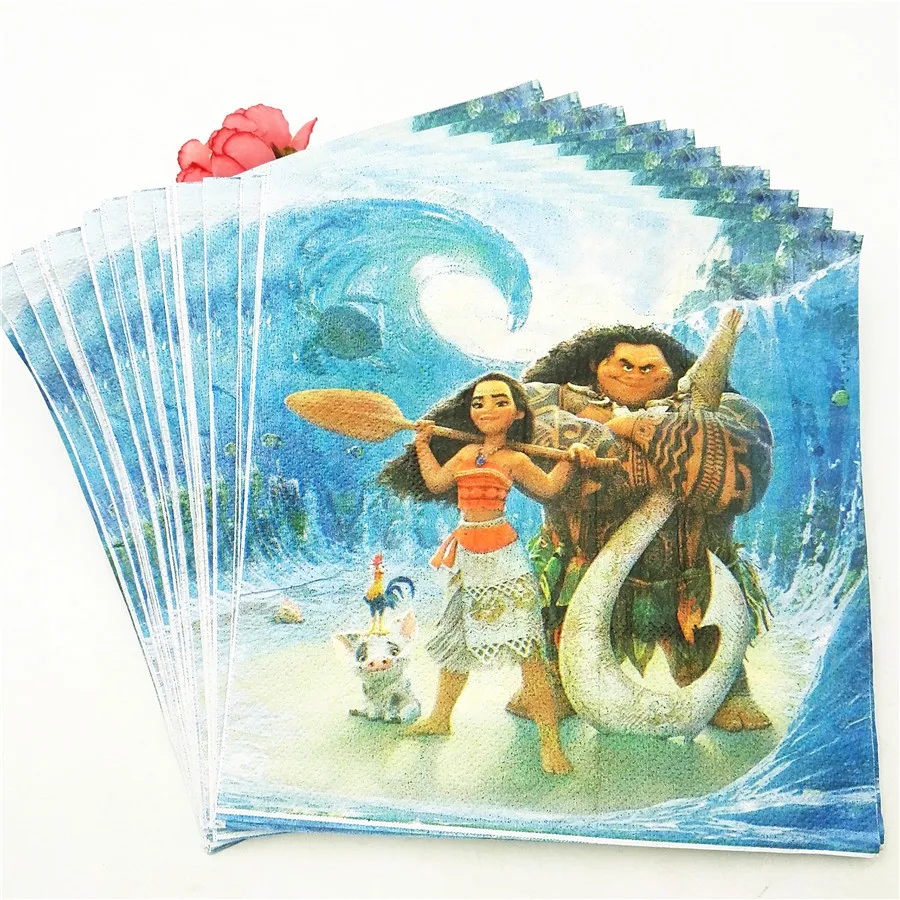 

20pc Happy Birthday Birthday Moana Party Decoration Cute Cartoon Moana Party Supplies Paper Napkin And Festival Event For Kid
