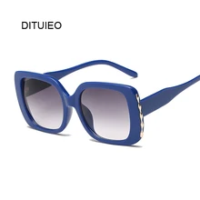 Gafas de sol cuadradas modernas para mujer, gafas de sol azules Vintage de diseñador de marca de lujo, gafas de sol clásicas para mujer