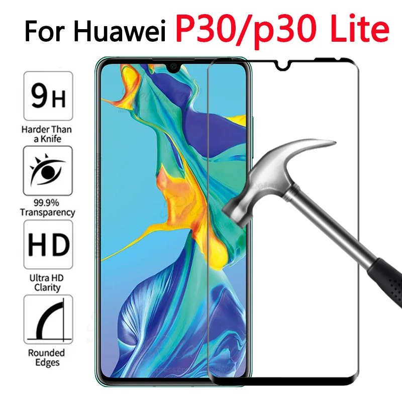 Закаленное защитное стекло с полным покрытием для huawei p30 Lite Защитная пленка для экрана для huawei huawey p 30 lite светильник 9h