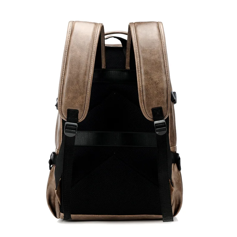 PU Leather Travel Backpack 14inch Notebook Laptop Backpack Male Large Capacity Backpack for Men and