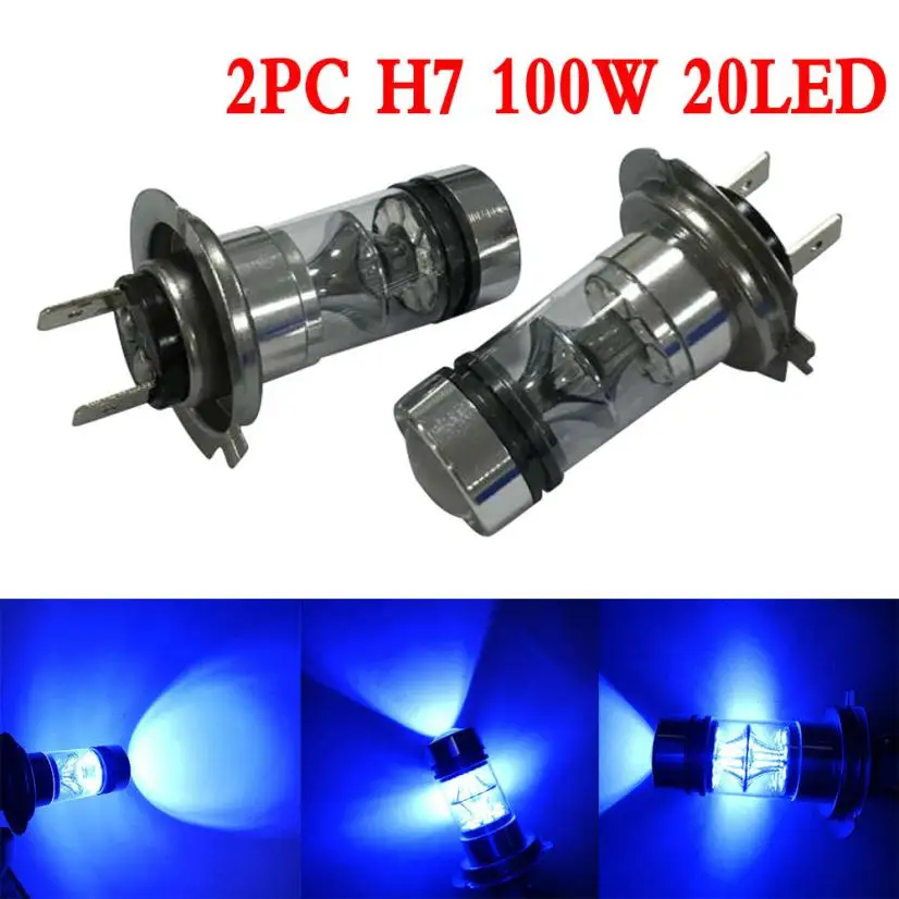 Car light bulbs 12V 2X H7 100W 20LED HID 2323 Fog Driving DRL Light