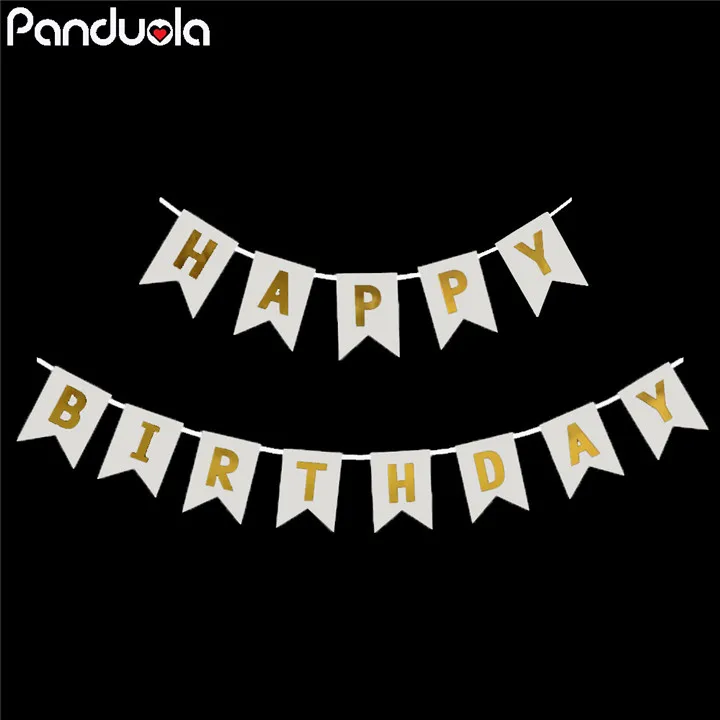 Блеск баннер «С Днем Рождения» с изображением золотых букв подвесные гирлянды пастельных черного, розового и белого цвета на веревке Baby Shower вечерние Декор