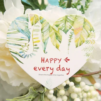 

multi-use 50pcs heart shape happy day Card tropical plant style Scrapbooking party invitation cards