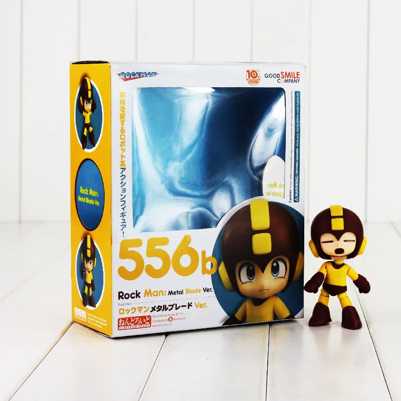 

9cm Nendoroid Rock Man Figure Toy 556b Mega Man Model Doll Megaman Metal Blade Ver. Brinquedos for Kids