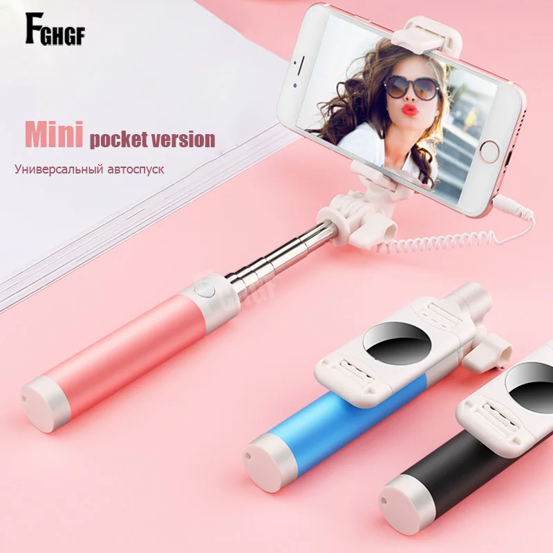 

FGHGF Mobile Phone holder selfie stick Foldable Selfie Stick with Mirror Universal Mini Monopod 360 Degree Rotation Extendable