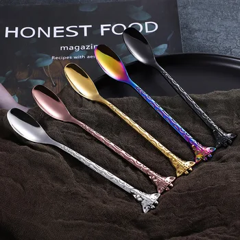 

Giraffe Handle Coffee Spoons Stainless Steel Cake Forks Colorful Dessert Fork Tea Spoon Set Lovely Mixing Scoop Cutlery 6pcs/set