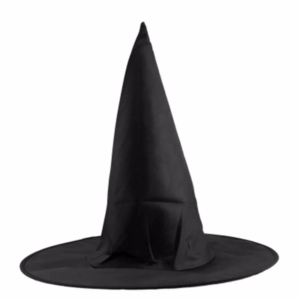

2018 New Halloween Oxford Cloth Witch Wizard Hat Magic Hat Wizard's Caps Party Toys Cosplay For Adults And Kids Black Spire Hat