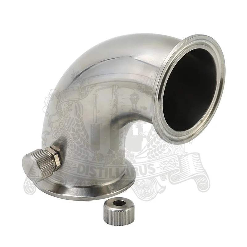 1,5 - 4 Tri-clamp elbow   90 degree bend pipe with thermowell  nipple . Stainless steel 304