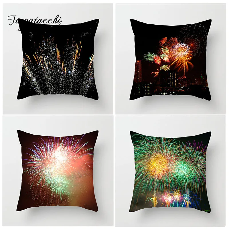 

Fuwatacchi Various Fireworks Cushion Cover Carousel Celebration Festival Pillow Case For Seat Sofa Home Decoration Accessories
