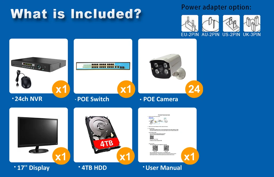 DONPHIA 1080P 24ch poe security kit security system 4TB HDD LCD Display  K24N82P54I2X-4TD 7