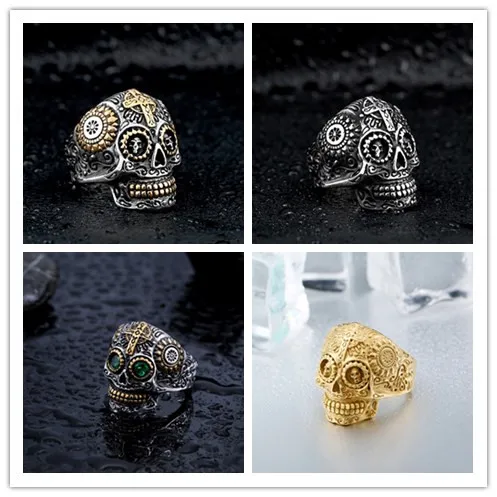 

Hot Style kapala Ring Wholesale Carving Stainless Steel Skull Ring For Man