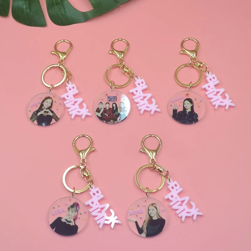 

Blackpink Twice Txt GOT7 LISA JENNIE JISOO ROSE Acrylic Creative Keychain Pendant Cute Key Chain Ring Bag Pendant Phone Ring