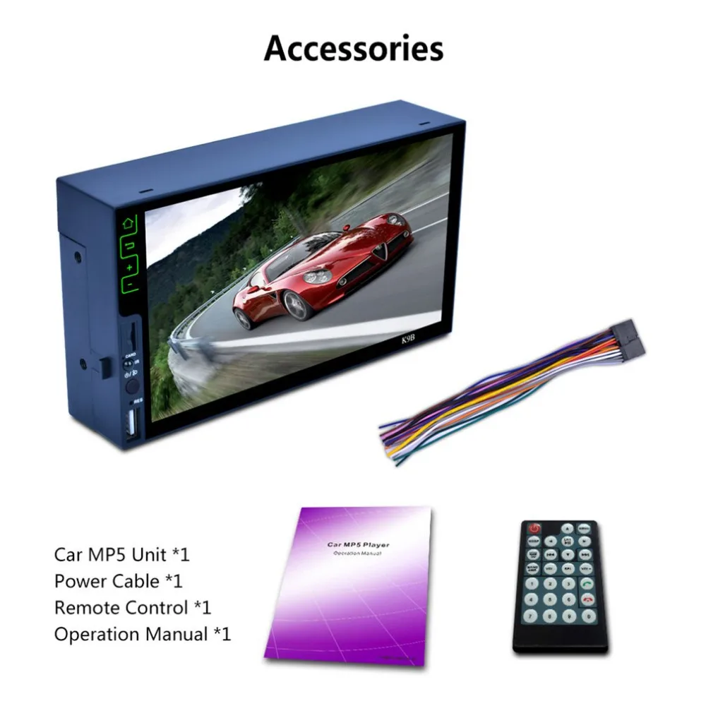 

Newest 7" HD Car MP5 Player Bluetooth Stereo Audio RDS FM Radio Tuner Mirrorlink Steering Wheel Control Support TF USB