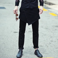 27-44! Новинка, мужские узкие брюки, мужские брюки-кюлоты в стиле пэчворк из искусственной кожи, повседневные штаны, большие размеры, костюмы певицы