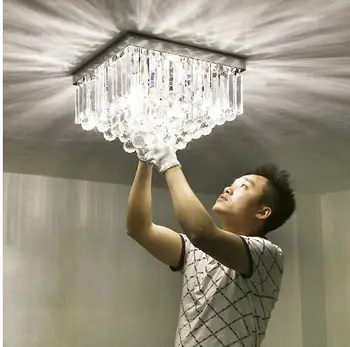

Modern minimalist LED square small crystal lamp aisle corridor home entrance entrance dressing room light bedroom ceiling lamp