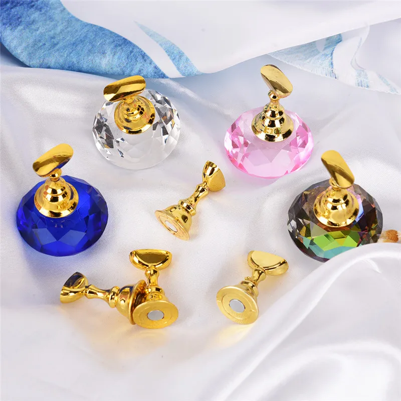 

1 Set Nail Art Polish Holder Showing Shelf Magnetic Training Nail Display Oval Crystal Practice Stand DIY Manicure Tool