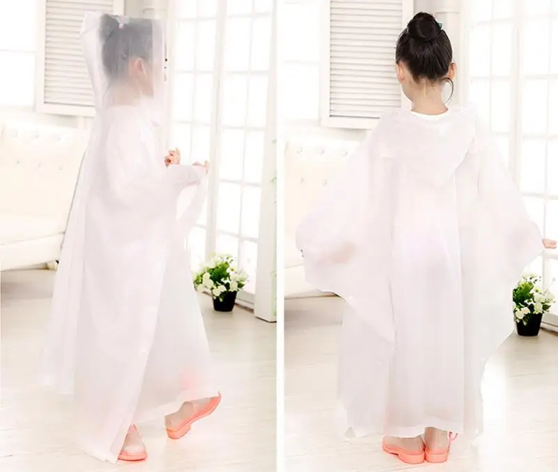 6.Children Poncho Rain Waterproof student Boys girls long Raincoat Transparent Kids Rain Coat Cover Kids Rainwear Camping
