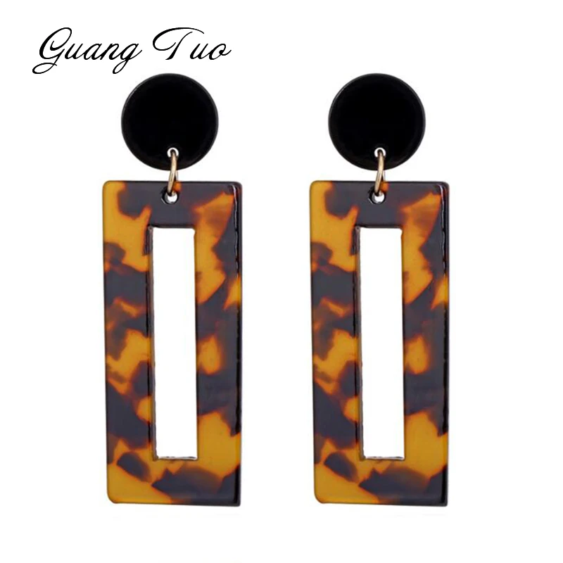 

ES835 Simple Big Geometric Leopard Drop Earrings Acrylic Fashion Jewelry Personality Earrings For Women Accessories Wholesale