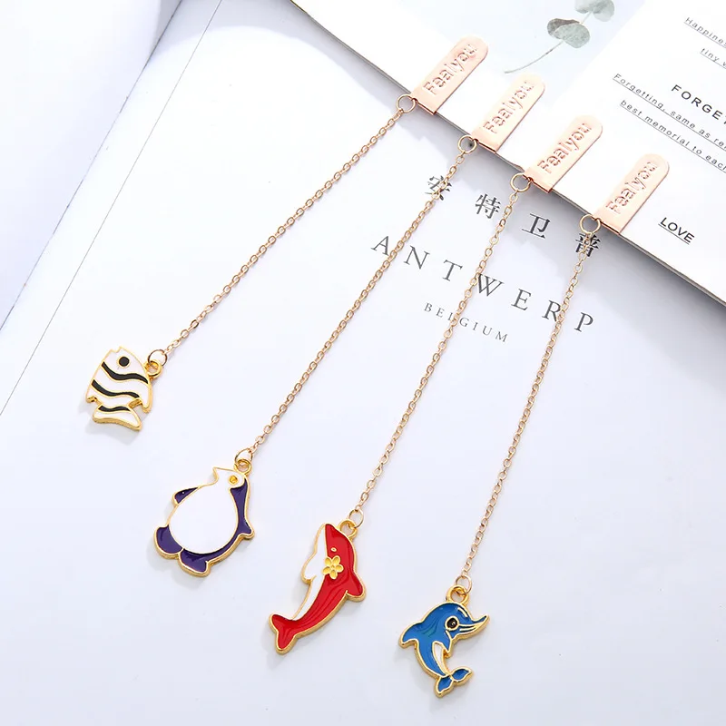 12pcs/lot Creative Cartoon Animal Metal Book Mark Pendant Bookmark for Gift Stationery School Office Supply Escolar Papelaria | Канцтовары